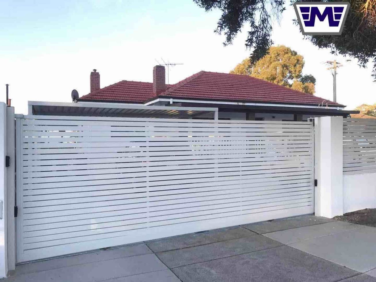 white electric pedestrian gate