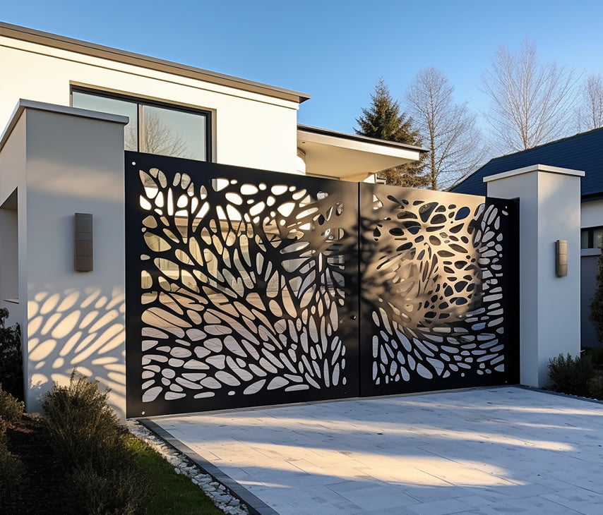 black decorative automatic swing gate