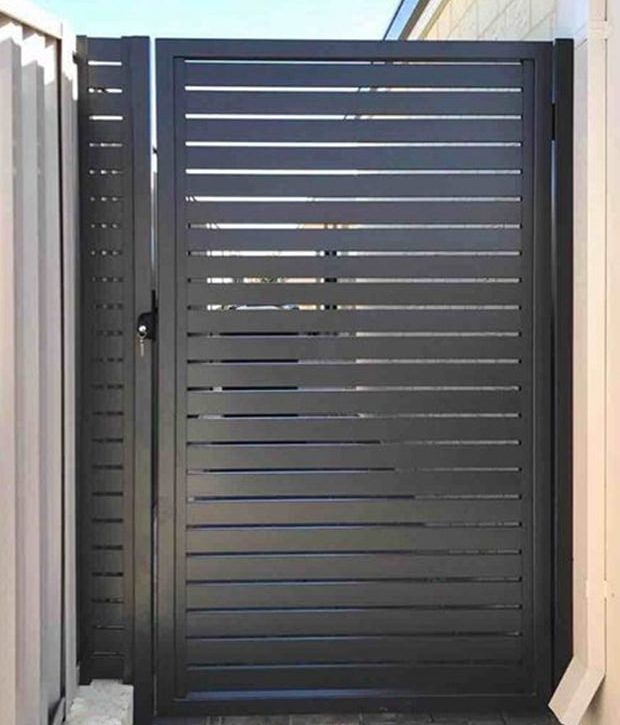 Grey slat gate